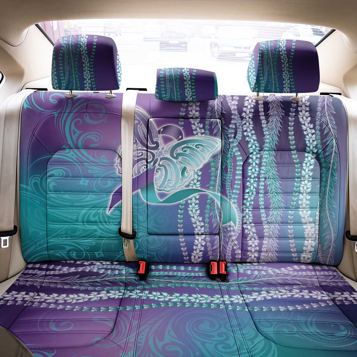 Suicide Prevention Awareness Back Car Seat Cover Maile Pikake Lokelani Crown Flower Lei Inspired