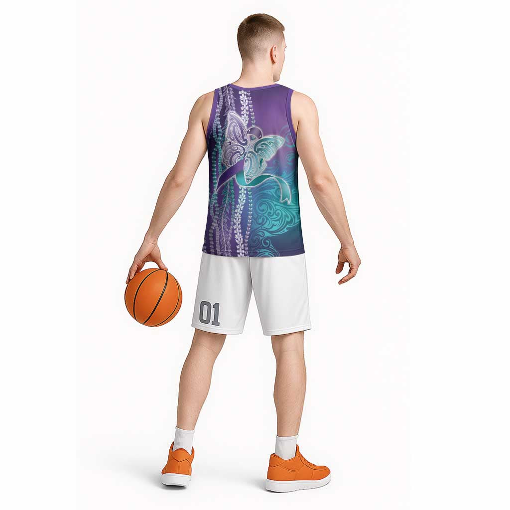 Suicide Prevention Awareness Basketball Jersey Maile Pikake Lokelani Crown Flower Lei Inspired