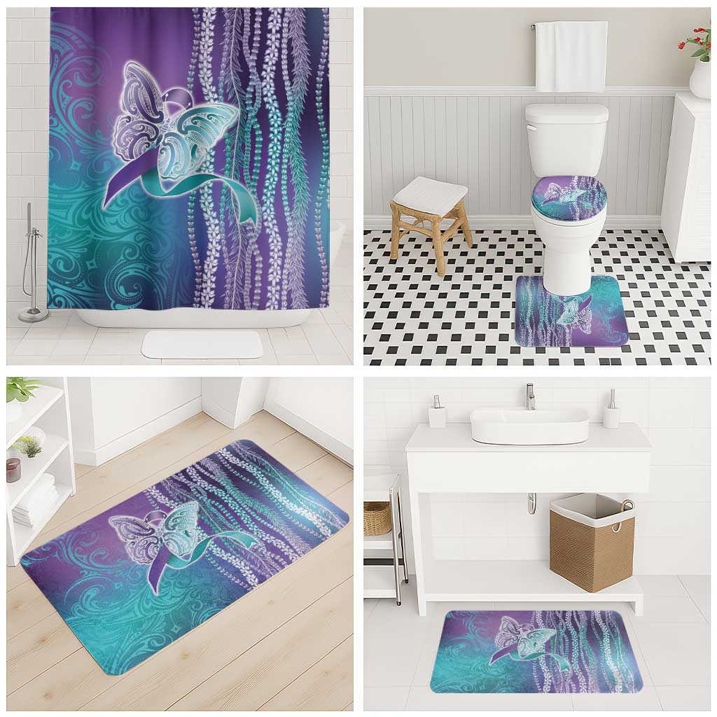 Suicide Prevention Awareness Bathroom Set Maile Pikake Lokelani Crown Flower Lei Inspired