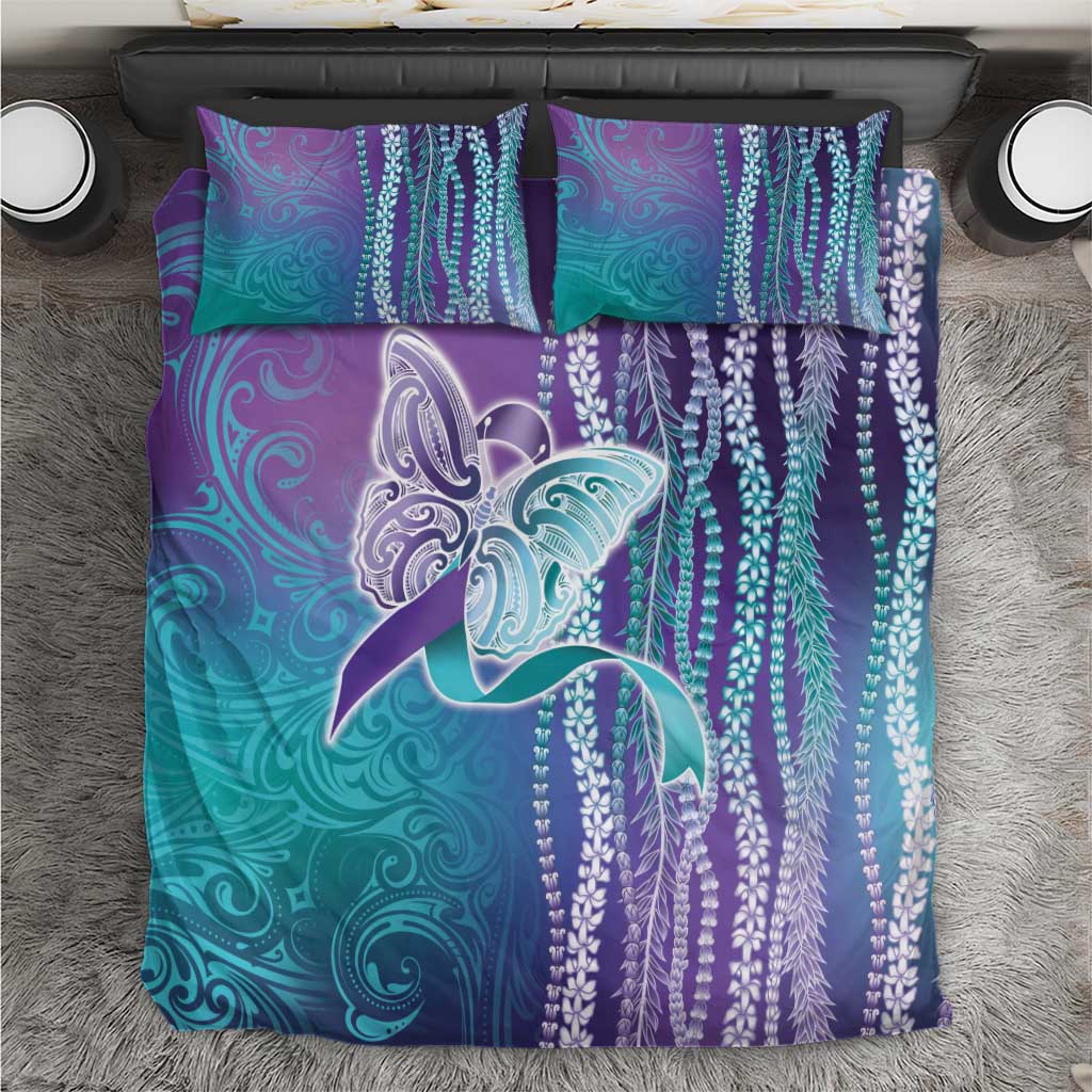 Suicide Prevention Awareness Bedding Set Maile Pikake Lokelani Crown Flower Lei Inspired