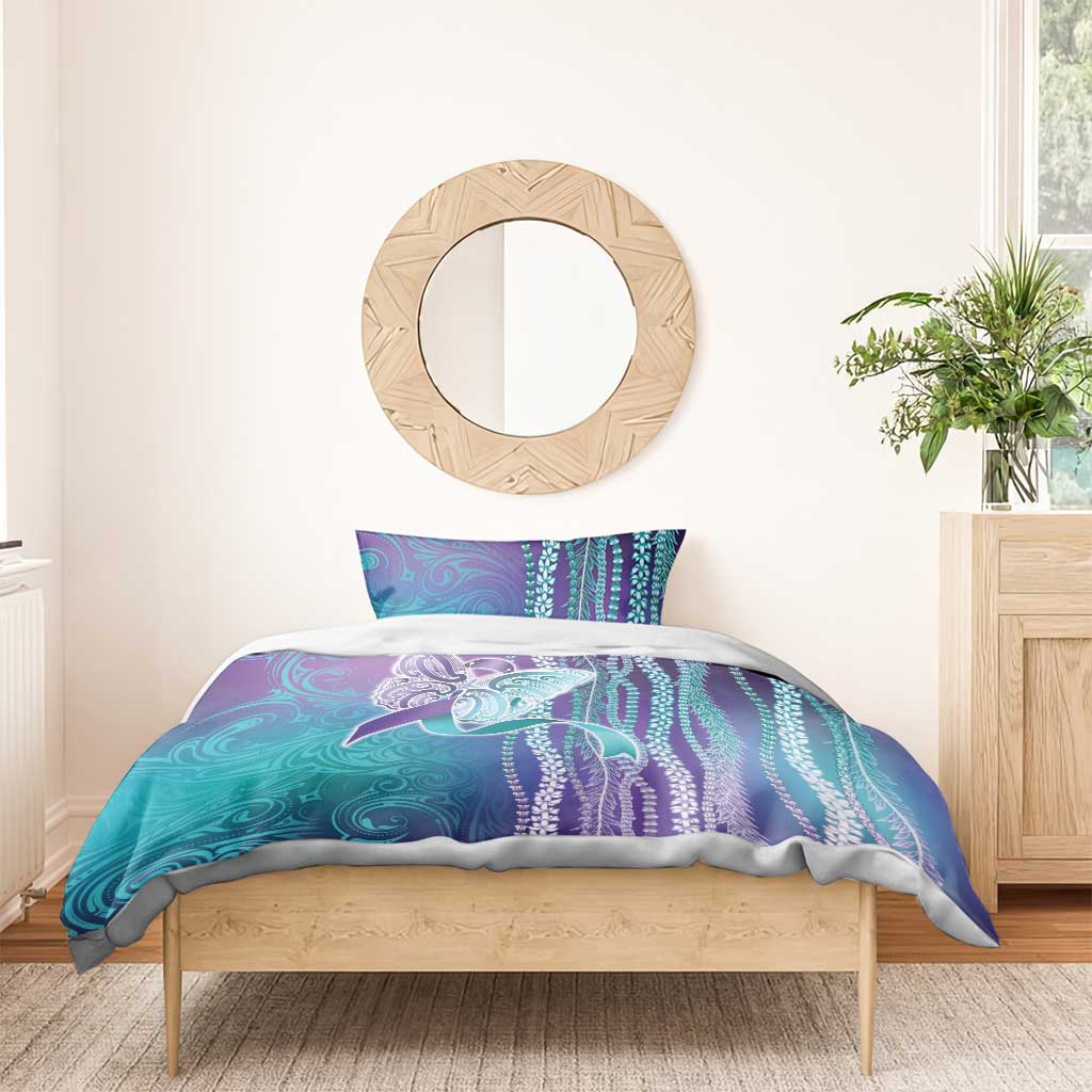 Suicide Prevention Awareness Bedding Set Maile Pikake Lokelani Crown Flower Lei Inspired