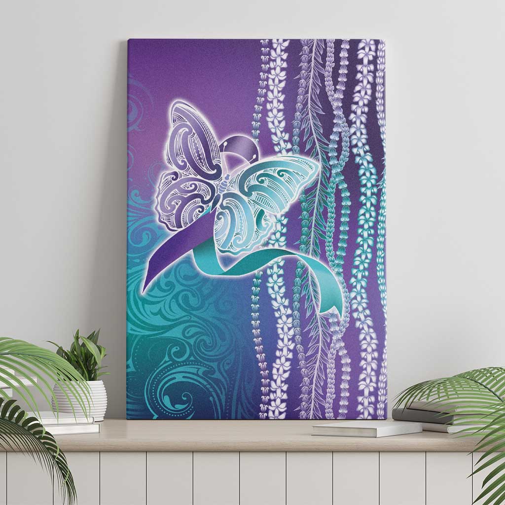 Suicide Prevention Awareness Canvas Wall Art Maile Pikake Lokelani Crown Flower Lei Inspired
