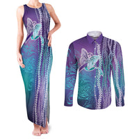 Suicide Prevention Awareness Couples Matching Tank Maxi Dress and Long Sleeve Button Shirt Maile Pikake Lokelani Crown Flower Lei Inspired LT9 Multicolor - Polynesian Pride