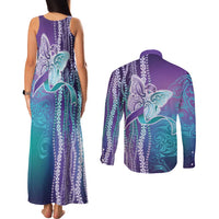 Suicide Prevention Awareness Couples Matching Tank Maxi Dress and Long Sleeve Button Shirt Maile Pikake Lokelani Crown Flower Lei Inspired LT9 - Polynesian Pride