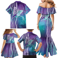 Suicide Prevention Awareness Family Matching Mermaid Dress and Hawaiian Shirt Maile Pikake Lokelani Crown Flower Lei Inspired LT9 - Polynesian Pride