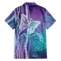 Suicide Prevention Awareness Family Matching Off Shoulder Maxi Dress and Hawaiian Shirt Maile Pikake Lokelani Crown Flower Lei Inspired LT9 - Polynesian Pride