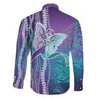 Suicide Prevention Awareness Family Matching Off Shoulder Maxi Dress and Hawaiian Shirt Maile Pikake Lokelani Crown Flower Lei Inspired LT9 - Polynesian Pride