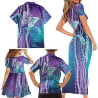 Suicide Prevention Awareness Family Matching Short Sleeve Bodycon Dress and Hawaiian Shirt Maile Pikake Lokelani Crown Flower Lei Inspired LT9 - Polynesian Pride