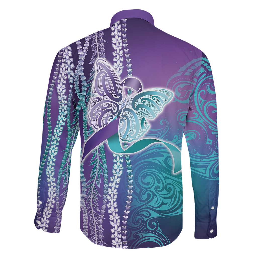 Suicide Prevention Awareness Family Matching Short Sleeve Bodycon Dress and Hawaiian Shirt Maile Pikake Lokelani Crown Flower Lei Inspired LT9 - Polynesian Pride