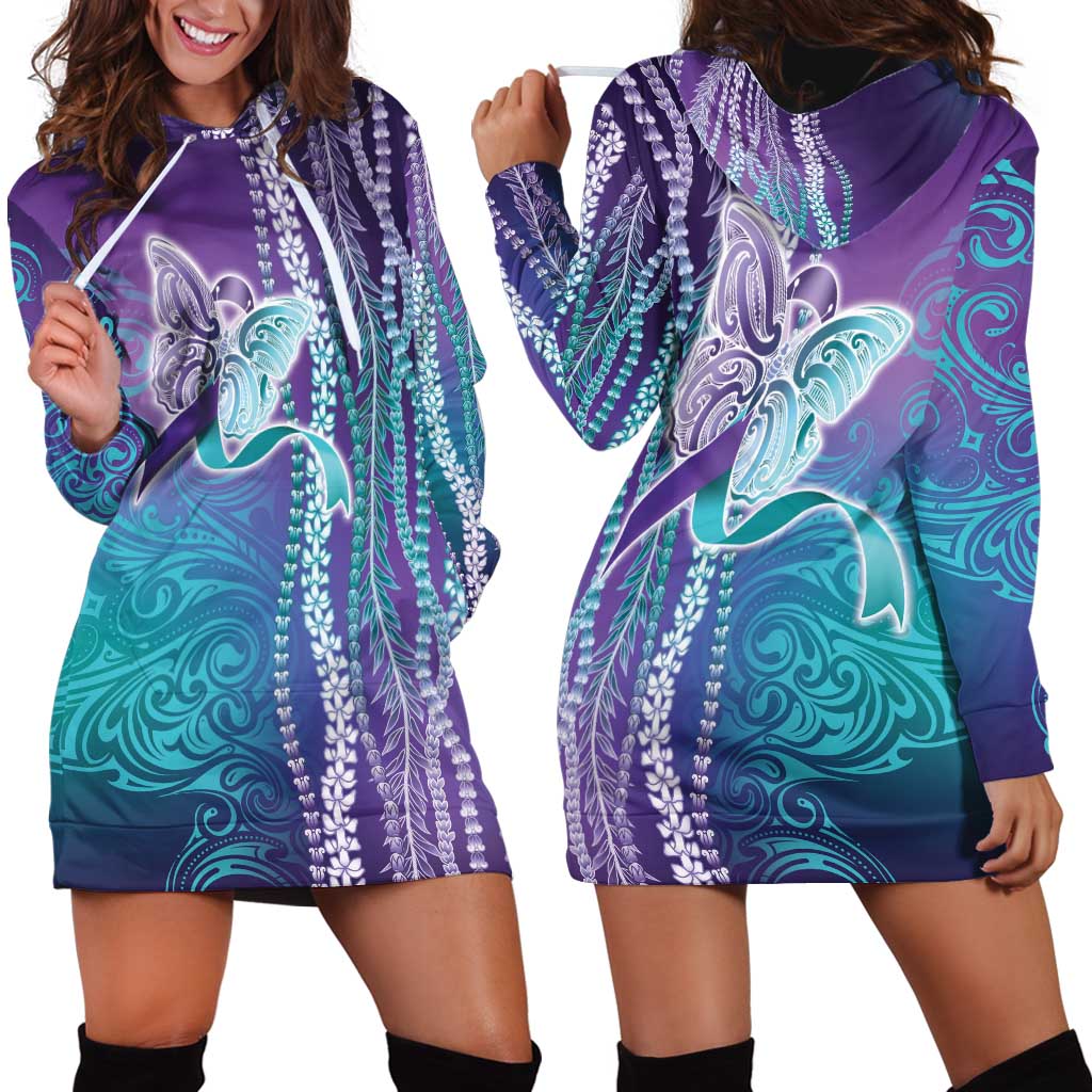 Suicide Prevention Awareness Hoodie Dress Maile Pikake Lokelani Crown Flower Lei Inspired LT9 - Polynesian Pride
