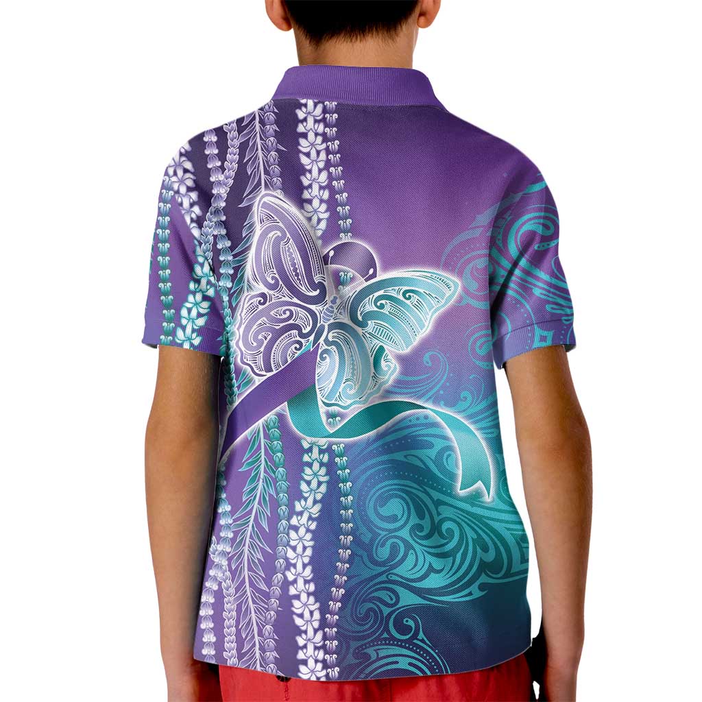 Suicide Prevention Awareness Kid Polo Shirt Maile Pikake Lokelani Crown Flower Lei Inspired
