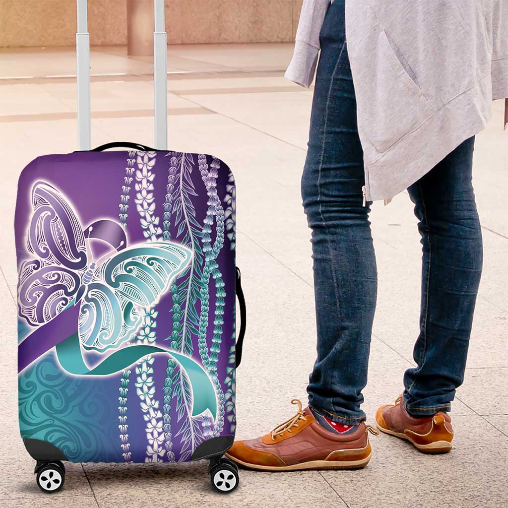 Suicide Prevention Awareness Luggage Cover Maile Pikake Lokelani Crown Flower Lei Inspired
