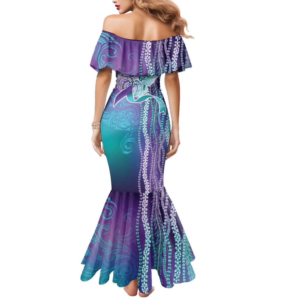 Suicide Prevention Awareness Mermaid Dress Maile Pikake Lokelani Crown Flower Lei Inspired
