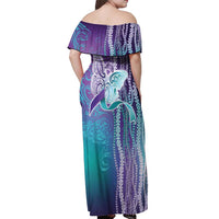 Suicide Prevention Awareness Off Shoulder Maxi Dress Maile Pikake Lokelani Crown Flower Lei Inspired