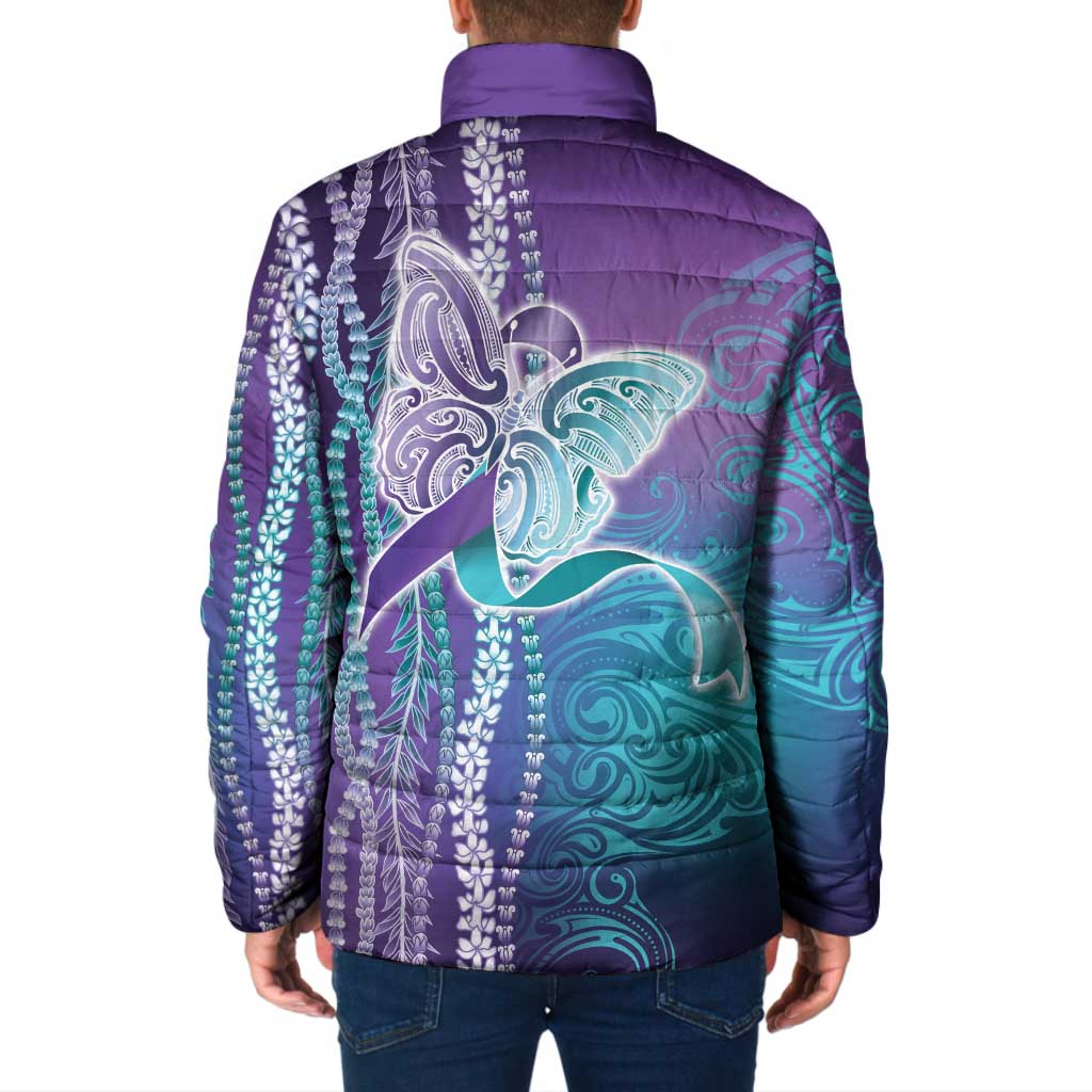 Suicide Prevention Awareness Padded Jacket Maile Pikake Lokelani Crown Flower Lei Inspired LT9 - Polynesian Pride