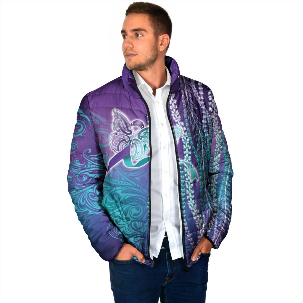 Suicide Prevention Awareness Padded Jacket Maile Pikake Lokelani Crown Flower Lei Inspired LT9 - Polynesian Pride