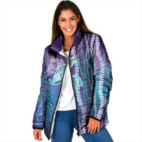Suicide Prevention Awareness Padded Jacket Maile Pikake Lokelani Crown Flower Lei Inspired LT9 Women Multicolor - Polynesian Pride