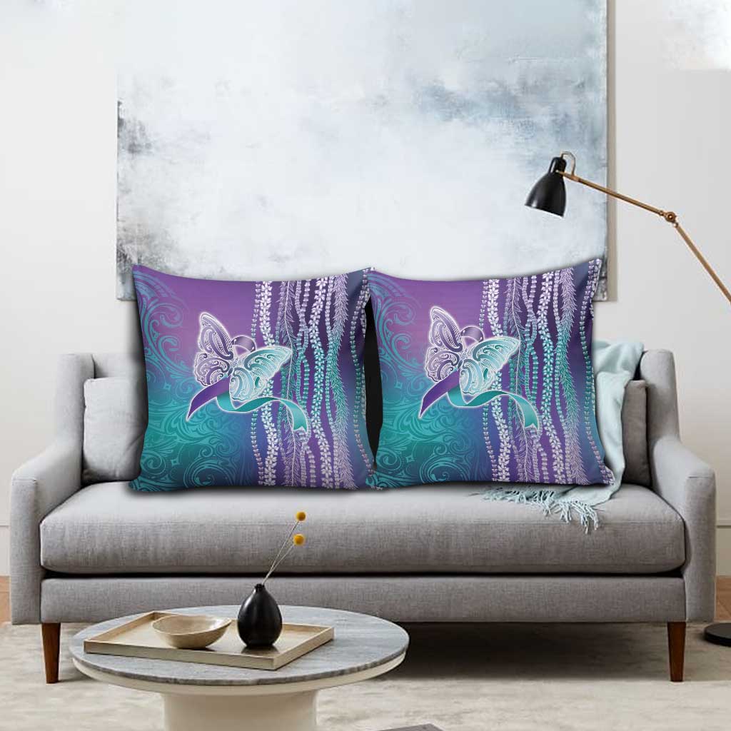 Suicide Prevention Awareness Pillow Cover Maile Pikake Lokelani Crown Flower Lei Inspired LT9 - Polynesian Pride