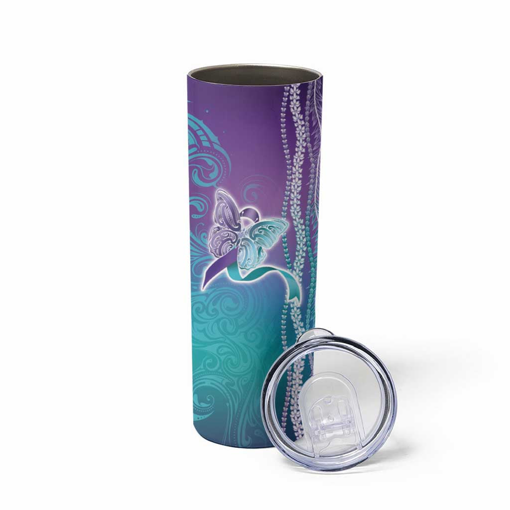 Suicide Prevention Awareness Skinny Tumbler Maile Pikake Lokelani Crown Flower Lei Inspired LT9 - Polynesian Pride