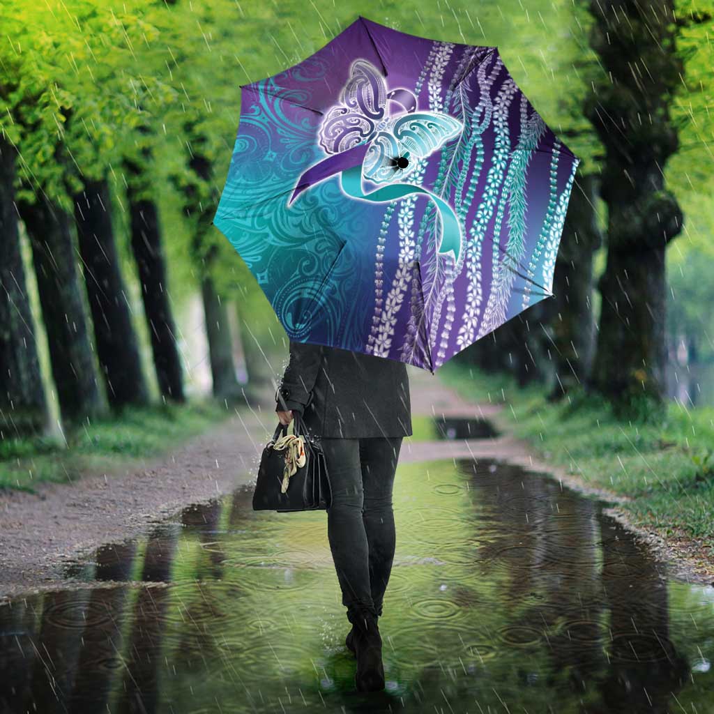 Suicide Prevention Awareness Umbrella Maile Pikake Lokelani Crown Flower Lei Inspired
