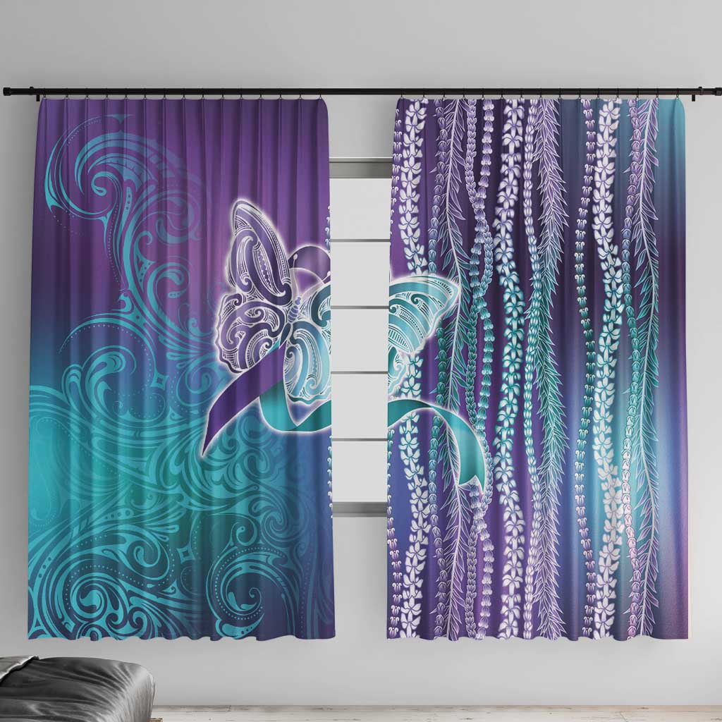 Suicide Prevention Awareness Window Curtain Maile Pikake Lokelani Crown Flower Lei Inspired LT9 With Hooks Multicolor - Polynesian Pride