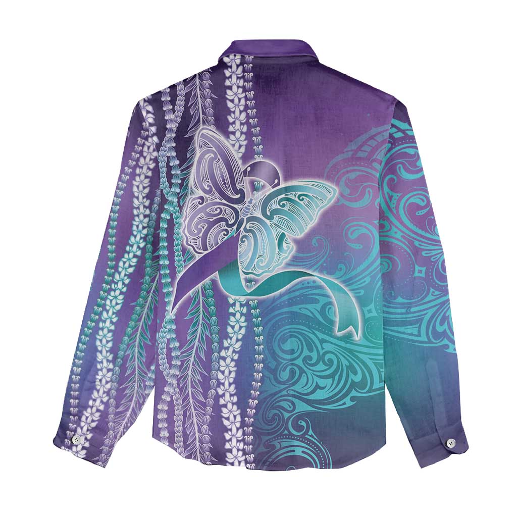 Suicide Prevention Awareness Women Casual Shirt Maile Pikake Lokelani Crown Flower Lei Inspired LT9 - Polynesian Pride