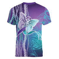 Suicide Prevention Awareness Women V-Neck T-Shirt Maile Pikake Lokelani Crown Flower Lei Inspired LT9 - Polynesian Pride