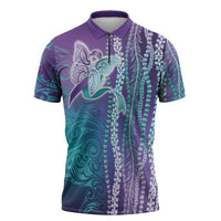 Suicide Prevention Awareness Zipper Polo Shirt Maile Pikake Lokelani Crown Flower Lei Inspired LT9 Multicolor - Polynesian Pride