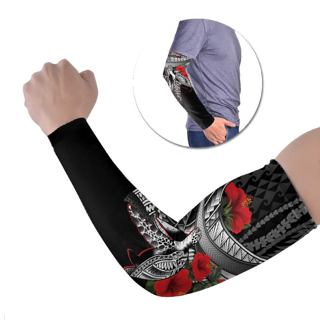 Hawaiian Honu Personalized Arm Sleeves Black Tribal Hook Pattern