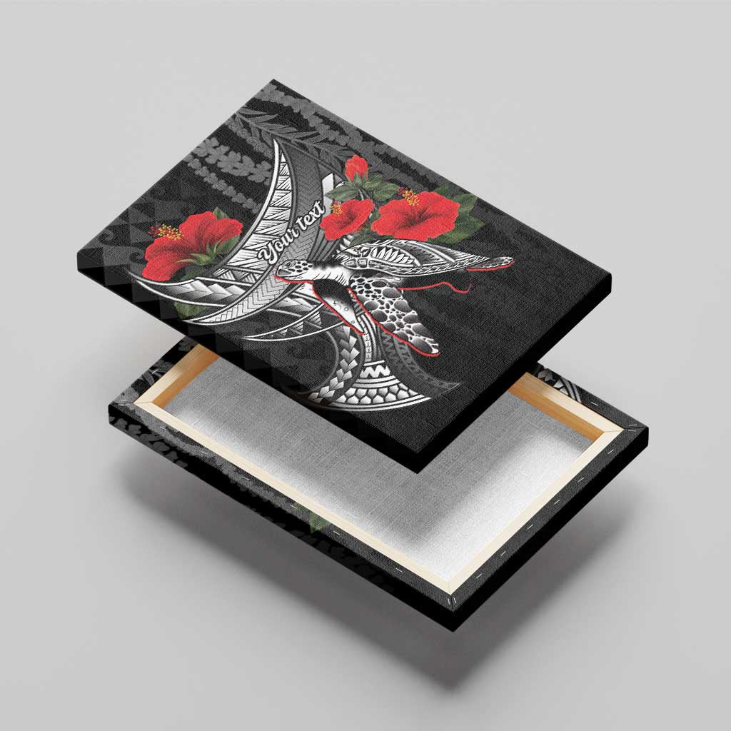 Hawaiian Honu Personalized Canvas Wall Art Black Tribal Hook Pattern