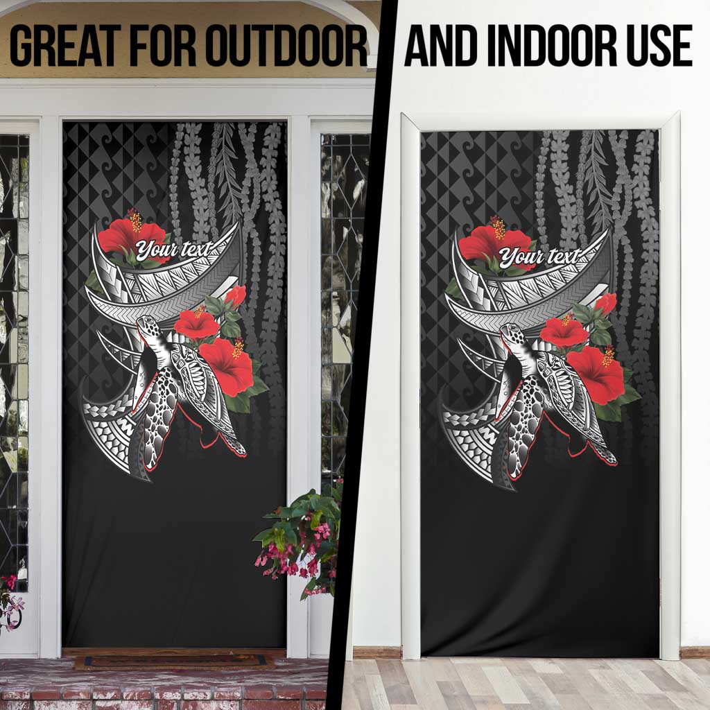 Hawaiian Honu Personalized Door Cover Black Tribal Hook Pattern