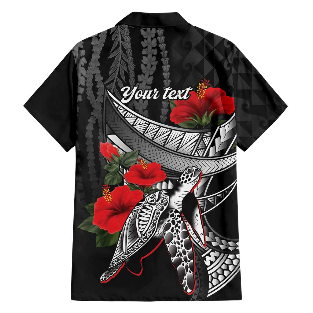 Hawaiian Honu Personalized Family Matching Summer Maxi Dress and Hawaiian Shirt Black Tribal Hook Pattern