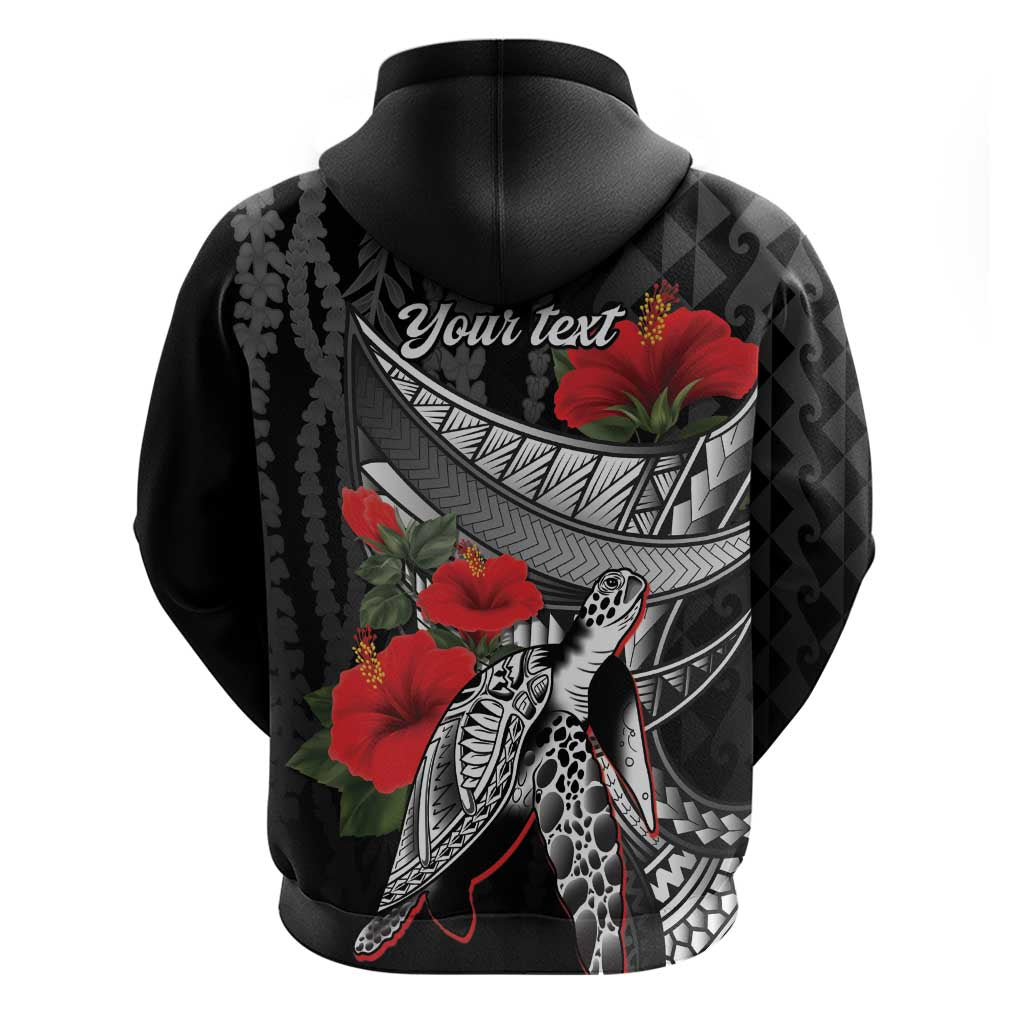 Hawaiian Honu Personalized Hoodie Black Tribal Hook Pattern