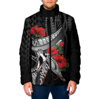 Hawaiian Honu Personalized Padded Jacket Black Tribal Hook Pattern