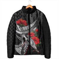 Hawaiian Honu Personalized Padded Jacket Black Tribal Hook Pattern