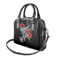 Hawaiian Honu Personalized Shoulder Handbag Black Tribal Hook Pattern