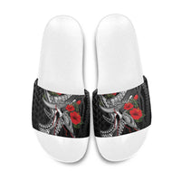 Hawaiian Honu Personalized Slide Sandals Black Tribal Hook Pattern