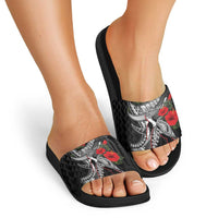 Hawaiian Honu Personalized Slide Sandals Black Tribal Hook Pattern