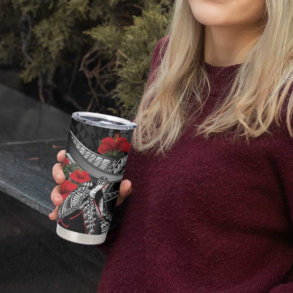 Hawaiian Honu Personalized Tumbler Cup Black Tribal Hook Pattern