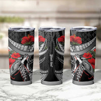 Hawaiian Honu Personalized Tumbler Cup Black Tribal Hook Pattern