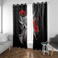 Hawaiian Honu Personalized Window Curtain Black Tribal Hook Pattern