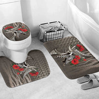 Hawaiian Honu Personalized Bathroom Set Mocha Mousse Hibiscus Tribal Hook Pattern