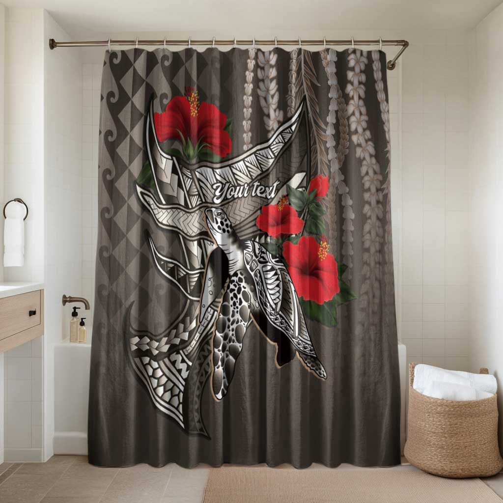 Hawaiian Honu Personalized Bathroom Set Mocha Mousse Hibiscus Tribal Hook Pattern