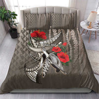 Hawaiian Honu Personalized Bedding Set Mocha Mousse Hibiscus Tribal Hook Pattern