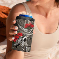 Hawaiian Honu Personalized 4 in 1 Can Cooler Tumbler Mocha Mousse Hibiscus Tribal Hook Pattern