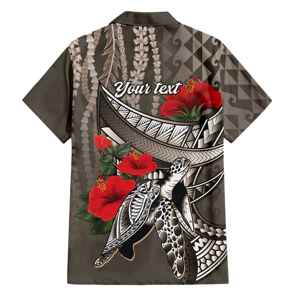 Hawaiian Honu Personalized Family Matching Off Shoulder Maxi Dress and Hawaiian Shirt Mocha Mousse Hibiscus Tribal Hook Pattern LT9 - Polynesian Pride