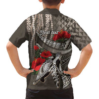 Hawaiian Honu Personalized Family Matching Puletasi and Hawaiian Shirt Mocha Mousse Hibiscus Tribal Hook Pattern