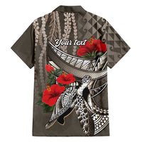 Hawaiian Honu Personalized Family Matching Tank Maxi Dress and Hawaiian Shirt Mocha Mousse Hibiscus Tribal Hook Pattern LT9 - Polynesian Pride