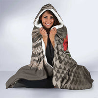Hawaiian Honu Personalized Hooded Blanket Mocha Mousse Hibiscus Tribal Hook Pattern