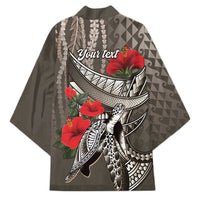 Hawaiian Honu Personalized Kimono Mocha Mousse Hibiscus Tribal Hook Pattern